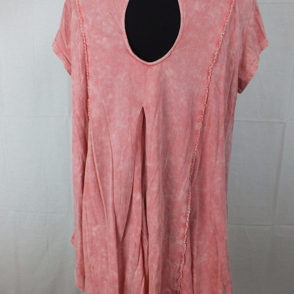 MINERAL WASH CORAL KEYHALL Cotton Tunic top - Picture 2 of 2